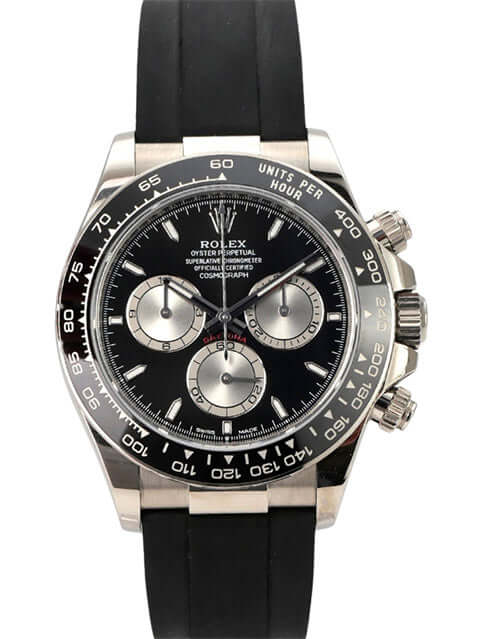 Rolex Daytona 126519LN Weißgold Oysterflex Schwarz, 18 kt Weißgold, schwarzes Zifferblatt und Keramik-Lünette