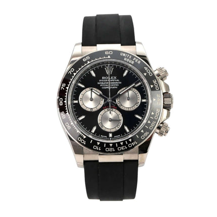 Rolex Daytona 126519LN Weißgold Oysterflex Schwarz mit schwarzem Zifferblatt und Keramik-Lünette