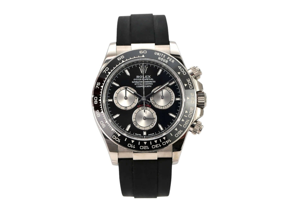 Rolex Daytona 126519LN Weißgold Oysterflex Schwarz mit schwarzem Zifferblatt und Keramik-Lünette