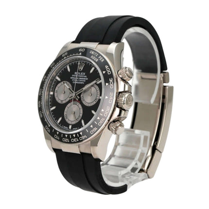 Rolex Daytona 126519LN Weißgold Oysterflex Schwarz, schwarzes Zifferblatt und Keramik-Lünette