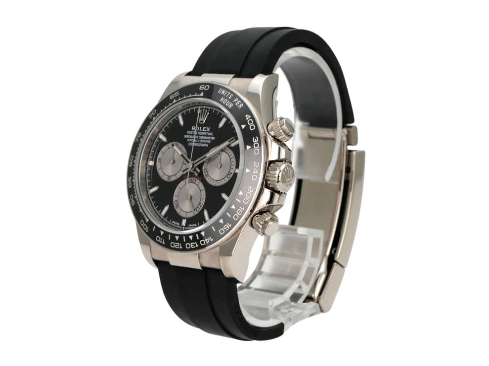 Rolex Daytona 126519LN Weißgold Oysterflex Schwarz, schwarzes Zifferblatt und Keramik-Lünette
