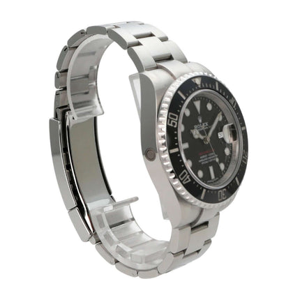 Rolex Sea-Dweller Ref. 126600 MK1 mit Edelstahl-Gehäuse und schwarzem Zifferblatt, seitliche Ansicht.