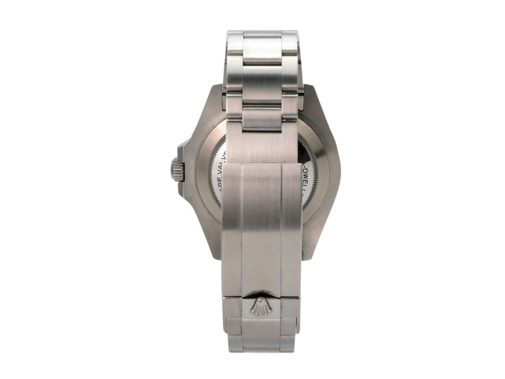 Rolex Sea-Dweller Ref. 126600 MK1 Rückansicht Edelstahl Gehäuse und Armband, 2017, polierte und satinierte Oberflächen.