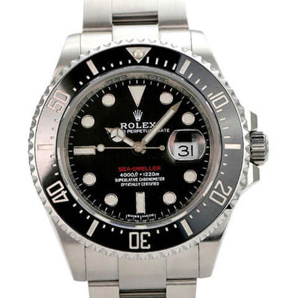 Rolex Sea-Dweller Ref. 126600, Edelstahlgehäuse, schwarzes Zifferblatt, drehbare Lünette, Automatikwerk, 43 mm Durchmesser.
