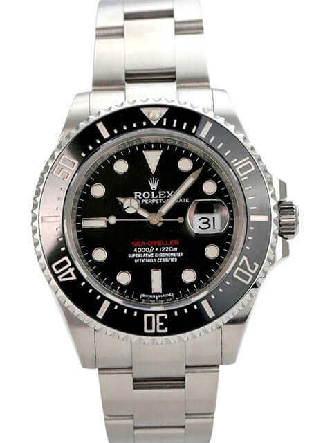 Rolex Sea-Dweller Ref. 126600, Edelstahlgehäuse, schwarzes Zifferblatt, drehbare Lünette, Automatikwerk, 43 mm Durchmesser.