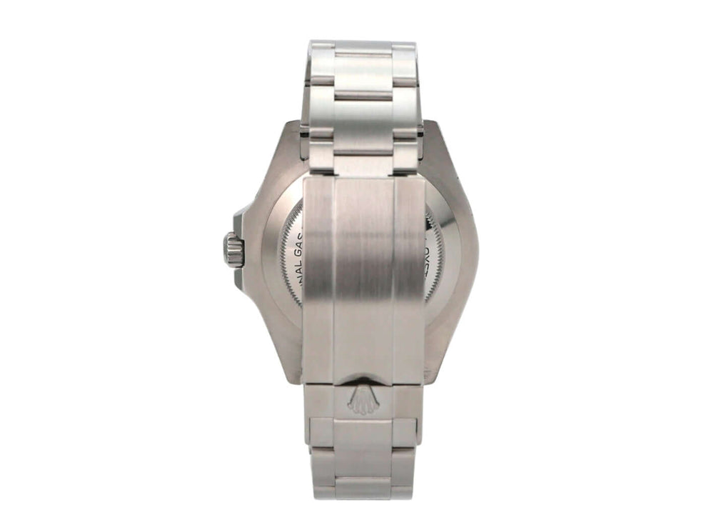 Rolex Sea-Dweller Ref. 126600 Rückansicht mit Oyster Armband und polierter Edelstahl-Oberfläche.