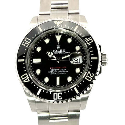 Rolex Sea-Dweller Ref. 126600 aus 2022, poliertes Edelstahlgehäuse, schwarze Keramik Lünette, Oyster Edelstahl Armband, schwarzes Zifferblatt
