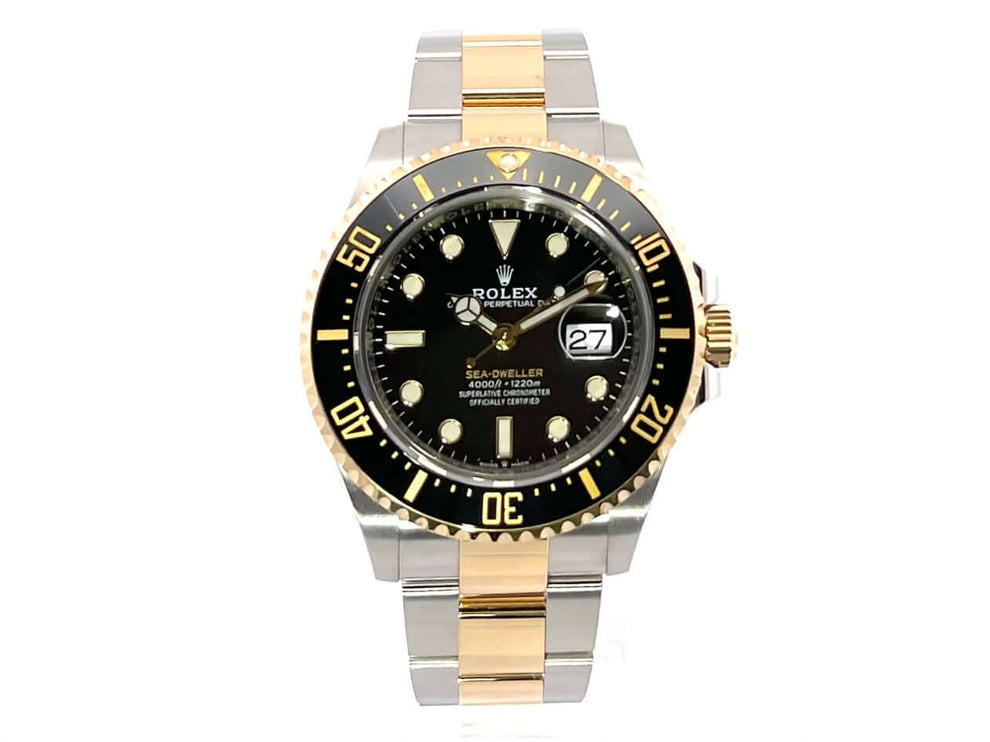 Rolex Sea-Dweller 4000 Ref. 126603 Uhr aus Edelstahl und Gelbgold mit schwarzem Zifferblatt und Keramik-Lünette, 60-Minuten-Skala, aus 2020