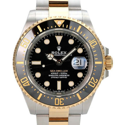 Rolex Sea-Dweller 4000 Ref. 126603, Edelstahl-/Gelbgold-Uhr mit schwarzem Zifferblatt und Keramiklünette