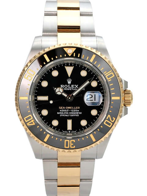 Rolex Sea-Dweller 4000 Ref. 126603, Edelstahl-/Gelbgold-Uhr mit schwarzem Zifferblatt und Keramiklünette