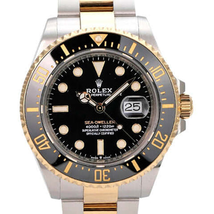Rolex Sea-Dweller 4000 Ref. 126603 aus 2022, Edelstahl/Gelbgold, schwarzes Zifferblatt, Keramiklünette, 43 mm