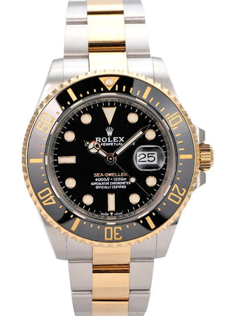 Rolex Sea-Dweller 4000 Ref. 126603 aus 2022, Edelstahl/Gelbgold, schwarzes Zifferblatt, Keramiklünette, 43 mm