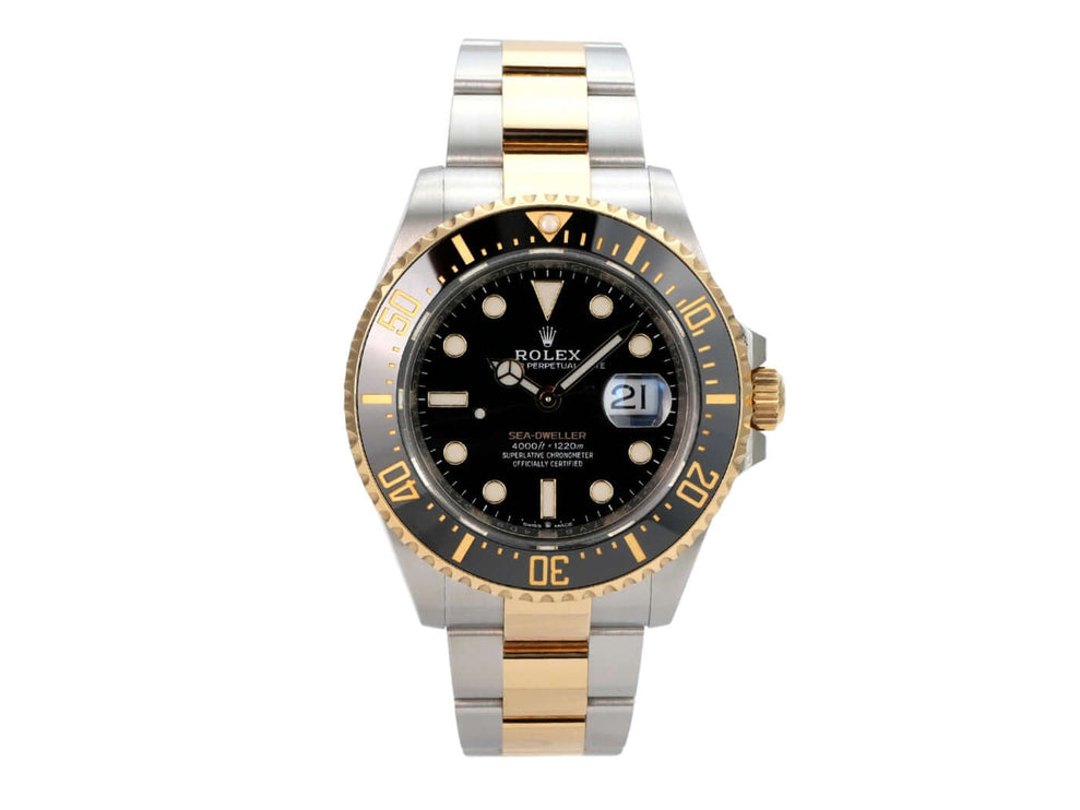 Rolex Sea-Dweller 4000 Ref. 126603 aus 2020, Edelstahl/Gelbgold, schwarzes Zifferblatt, Oyster-Armband