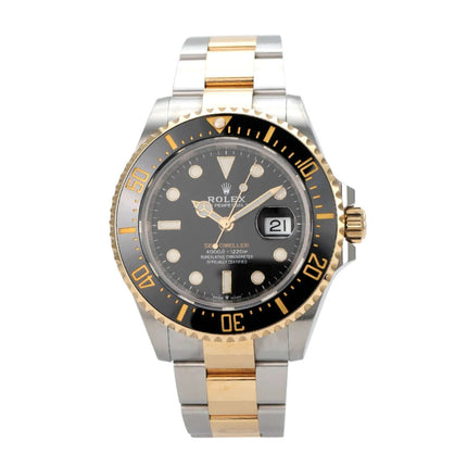 Rolex Sea-Dweller 4000 Ref. 126603 mit Edelstahl- und Gelbgold-Armband, schwarzem Zifferblatt und drehbarer Lünette.