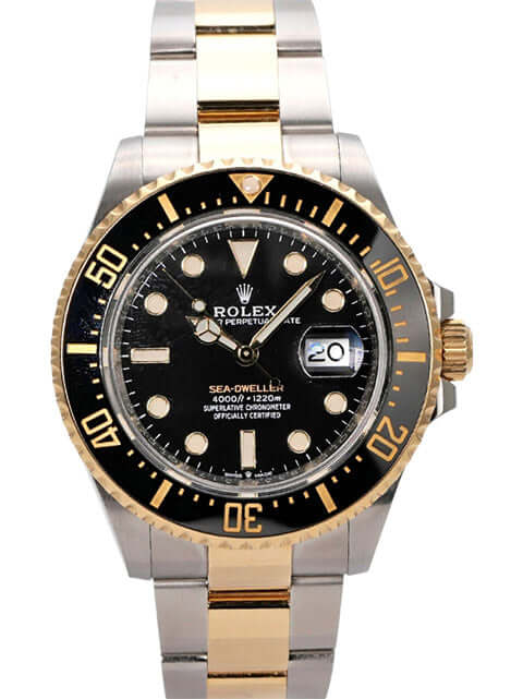 Rolex Sea-Dweller 4000 Ref. 126603 mit Edelstahl- und Gelbgold-Gehäuse, schwarzem Zifferblatt und automatischem Uhrwerk.