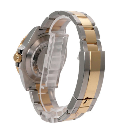 Rolex Sea-Dweller 4000 Ref. 126603 view from the side showing the polished stainless steel and gold bracelet.