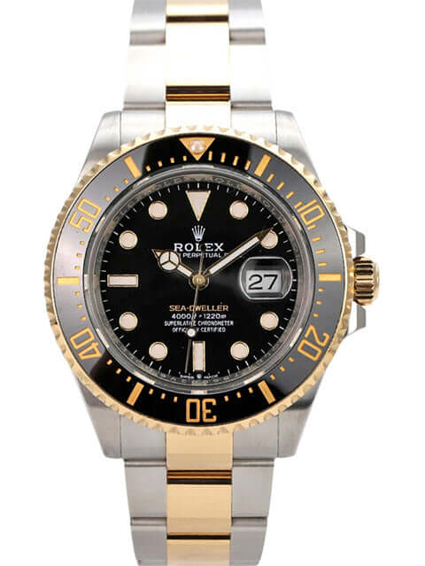Rolex Sea-Dweller 4000 Ref. 126603 mit Edelstahl- und Gelbgold-Gehäuse, schwarzem Zifferblatt und Automatikwerk.