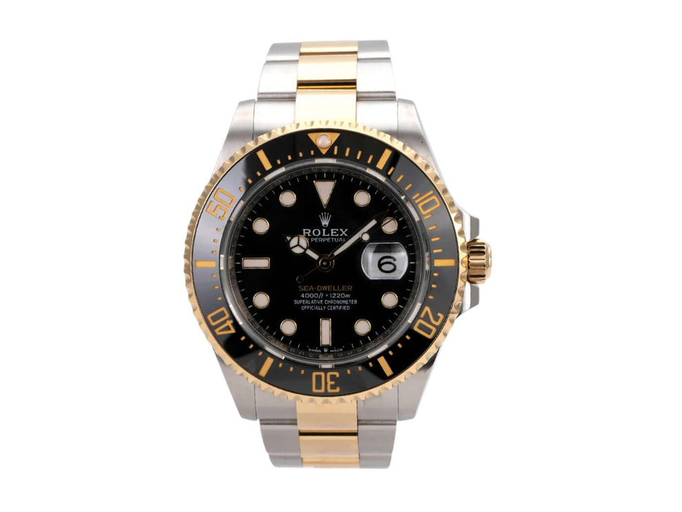 Rolex Sea-Dweller 4000 Ref. 126603 mit Edelstahl- und Gelbgold-Gehäuse, schwarzem Zifferblatt und 60 Minuten Lünette.