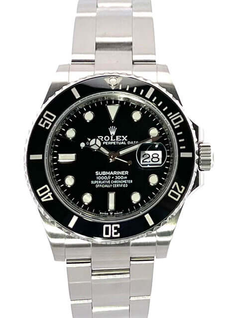 Rolex Submariner Date 126610LN aus Edelstahl mit schwarzer Lünette und Zifferblatt, Oyster-Armband, 41mm Gehäuse, Baujahr 2020.