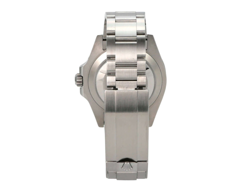 Rolex Submariner Date 126610LN Rückansicht des Gehäuses mit Edelstahlarmband und Sicherheitsfaltschließe.