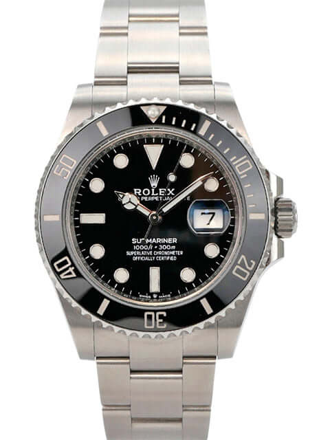 Rolex Submariner Date 126610LN mit schwarzem Zifferblatt und Edelstahlarmband, 41 mm Gehäusedurchmesser.