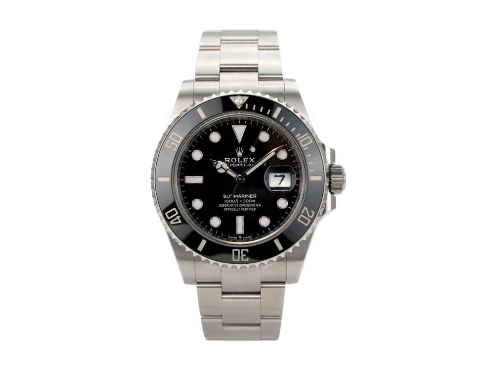 Rolex Submariner Date 126610LN im Edelstahl-Gehäuse mit schwarzem Zifferblatt und Keramikeinlage.