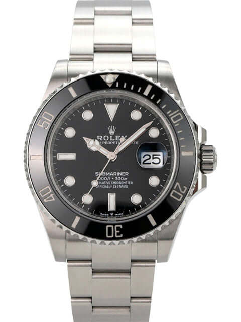 Rolex Submariner Date 126610LN Edelstahlarmband und schwarzes Zifferblatt mit Leuchtindizes.