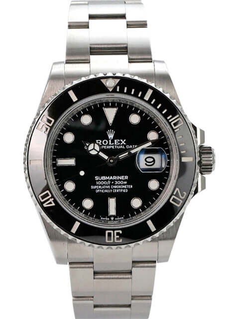 Rolex Submariner Date 126610LN mit schwarzem Zifferblatt, Oyster-Armband und schwenkbarer Lünette aus Edelstahl.