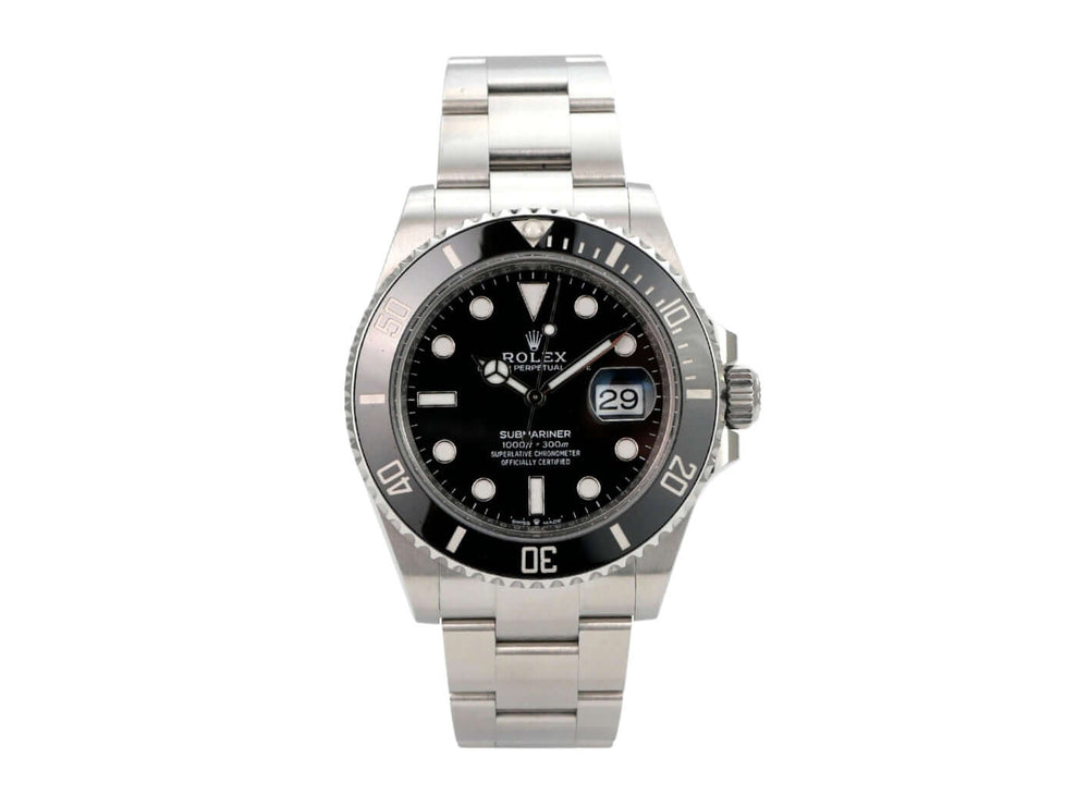 Rolex Submariner Date 126610LN, schwarze Zifferblatt-Uhr aus Edelstahl mit Datum und Oyster-Armband