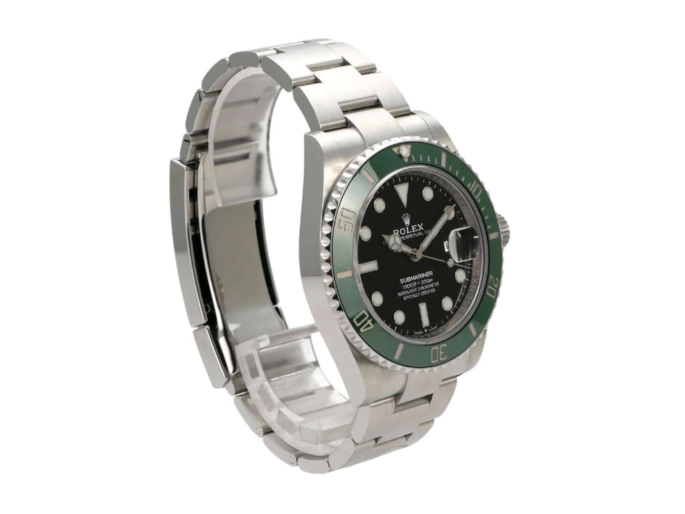 Rolex Submariner Date Edelstahl 126610LV mit schwarzem Zifferblatt und grüner Keramikeinlage, 41 mm Gehäuse
