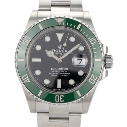 Rolex Submariner Date Edelstahl 126610LV, schwarzes Zifferblatt, grüne Keramik-Lünette, Automatikwerk, elegantes Design.