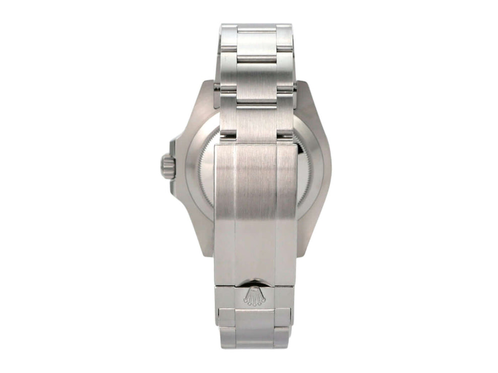 Rolex Submariner Date Edelstahl 126610LV Rückansicht des Uhrengehäuses und Armbands aus Edelstahl.