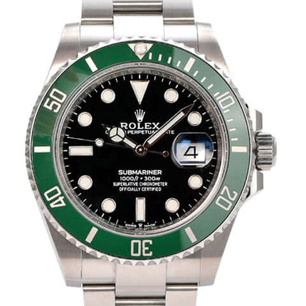 Rolex Submariner Date Edelstahl 126610LV, schwarzes Zifferblatt, grüne Keramiklünette, Edelstahlarmband
