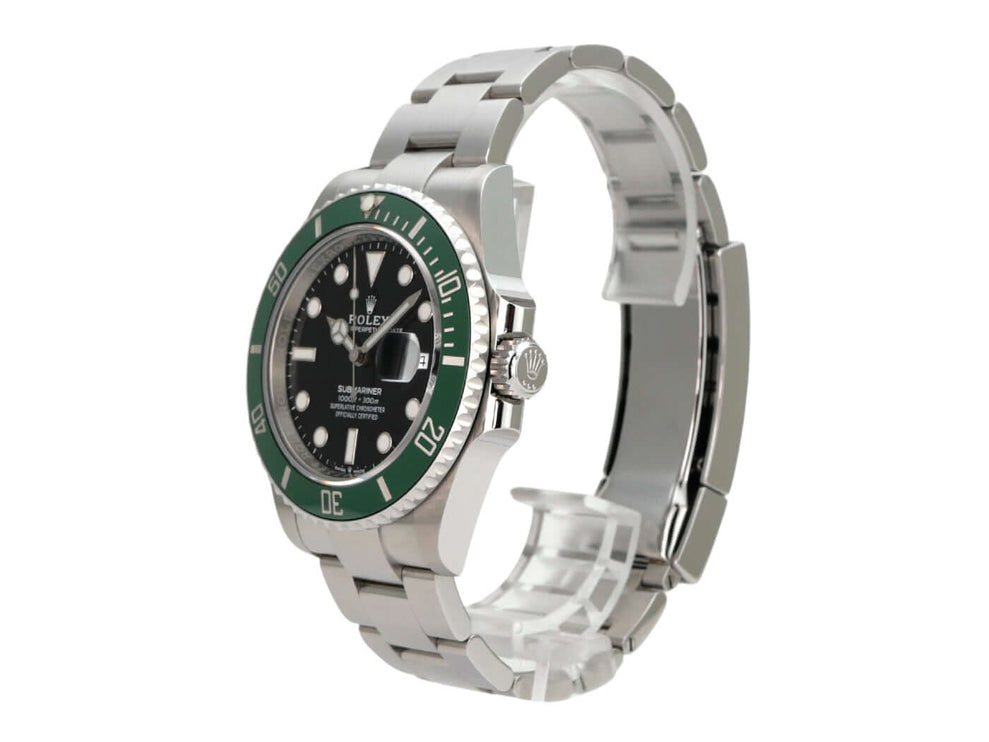 Rolex Submariner Date Edelstahl 126610LV mit grüner Keramik-Lünette, schwarzem Zifferblatt und Oyster-Armband