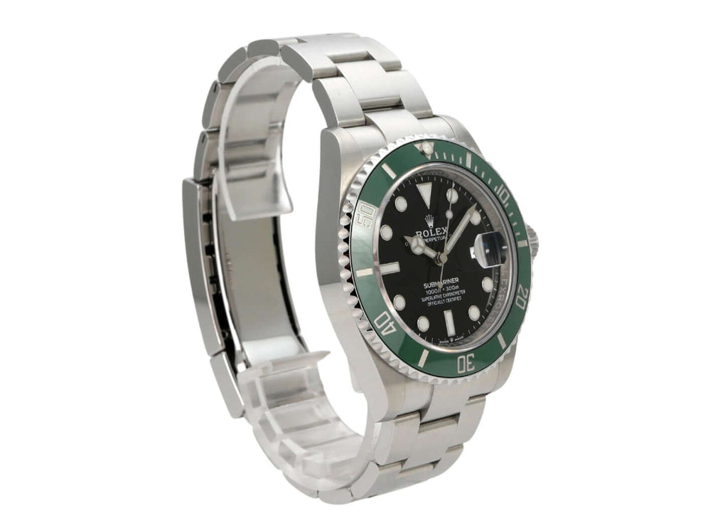 Rolex Submariner Date Edelstahl 126610LV mit grünem Keramik-Lünettenring, schwarzem Zifferblatt und Oysterarmband