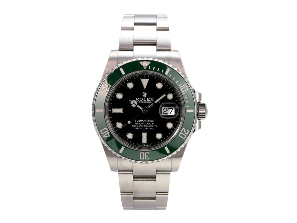 Rolex Submariner Date Edelstahl 126610LV mit grünem Keramik-Lünettenring, schwarzem Zifferblatt und Oysterband