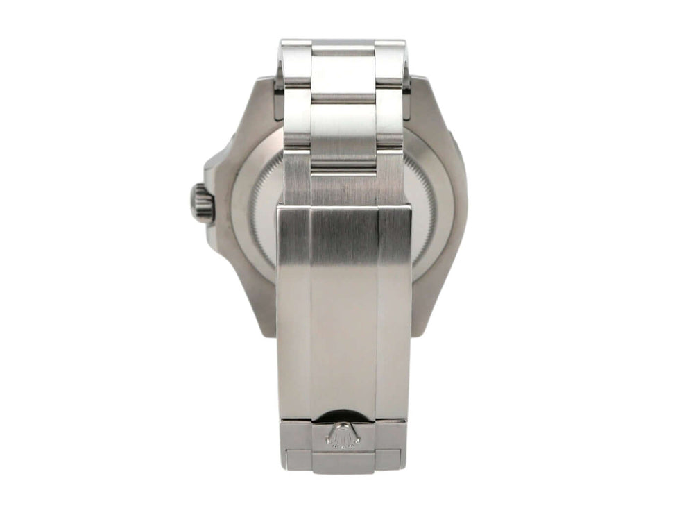 Ansicht des Gehäuses und Armbands der Rolex Submariner Date Edelstahl 126610LV von hinten.