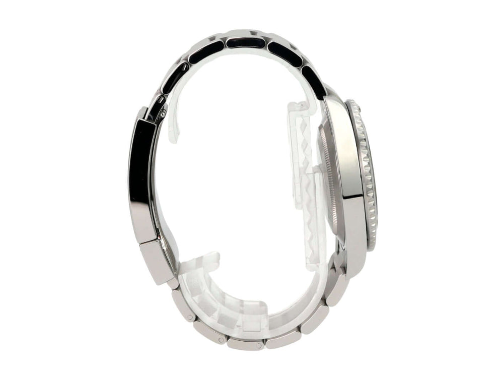 Rolex Submariner Date Edelstahl Ref. 126610LV Seitenansicht des polierten Edelstahlarmbands und Gehäuses.