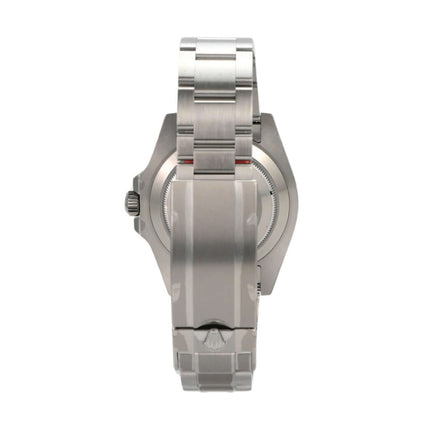 Rolex Submariner Date 126610LV Ansicht von hinten, Edelstahlarmband, poliertes und satiniertes Gehäuse.