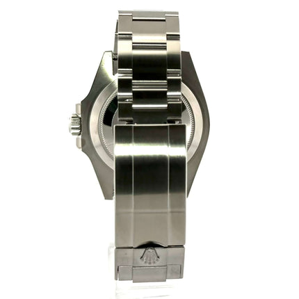 Rückansicht der Rolex Submariner Date Edelstahl 126610LV mit poliertem und satiniertem Edelstahl-Oysterarmband