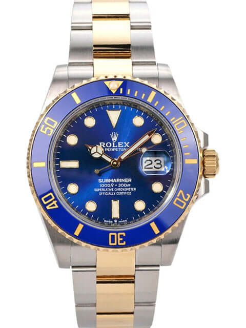 Rolex Submariner Date 41 Edelstahl Gelbgold 126613LB mit blauem Zifferblatt und 18 Karat Gelbgold Lünette.
