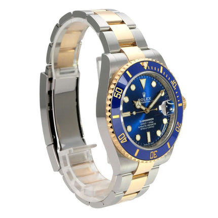 Rolex Submariner Date 41 Edelstahl Gelbgold 126613LB Uhr mit blauem Zifferblatt und 18 Karat Gelbgold-Lünette.