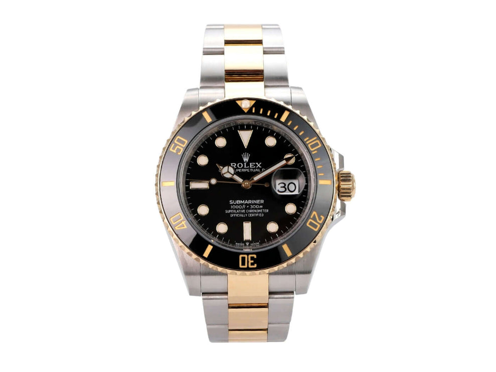 Rolex Submariner Date 41 Edelstahl Gelbgold 126613LN, Edelstahl-Gehäuse, 18 Karat Gelbgold, schwarzes Zifferblatt.