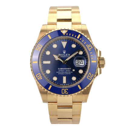 Rolex Submariner Date 41 Gelbgold 126618LB mit blauem Zifferblatt, Goldarmband und Keramiklünette