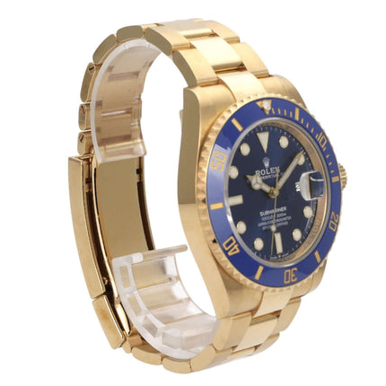 Rolex Submariner Date 41 Gelbgold 126618LB, goldene Taucheruhr mit blauem Zifferblatt und Keramiklünette