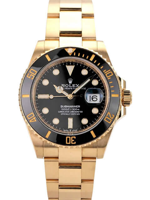Rolex Submariner Date 41 Gelbgold 126618LN mit schwarzem Zifferblatt und Keramiklünette, 18 Karat Gelbgold-Armband.