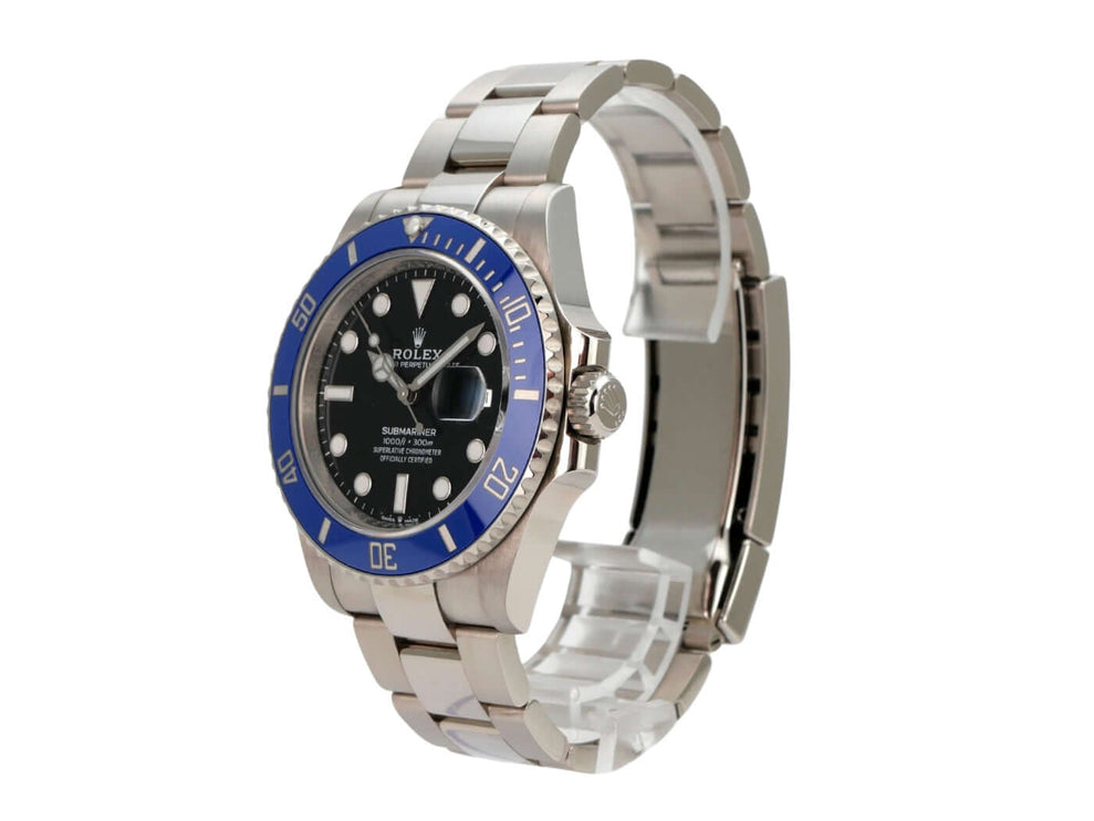 Rolex Submariner Date Weißgold 126619LB mit blauem Cerachrom-Lünettenring und schwarzem Zifferblatt
