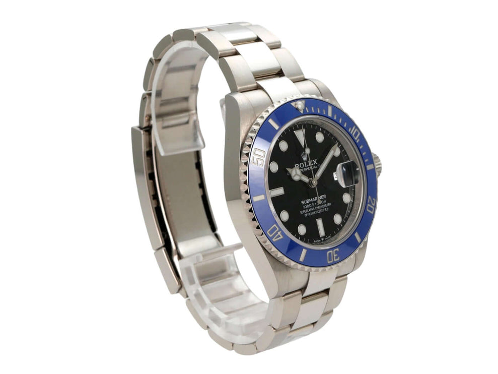 Rolex Submariner Date Weißgold 126619LB mit blauem Cerachrom-Lünettenring und schwarzem Zifferblatt