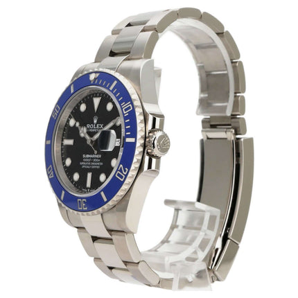 Rolex Submariner Date Weißgold 126619LB mit blauem Cerachrom-Lünettenring, schwarzem Zifferblatt und Oyster-Armband