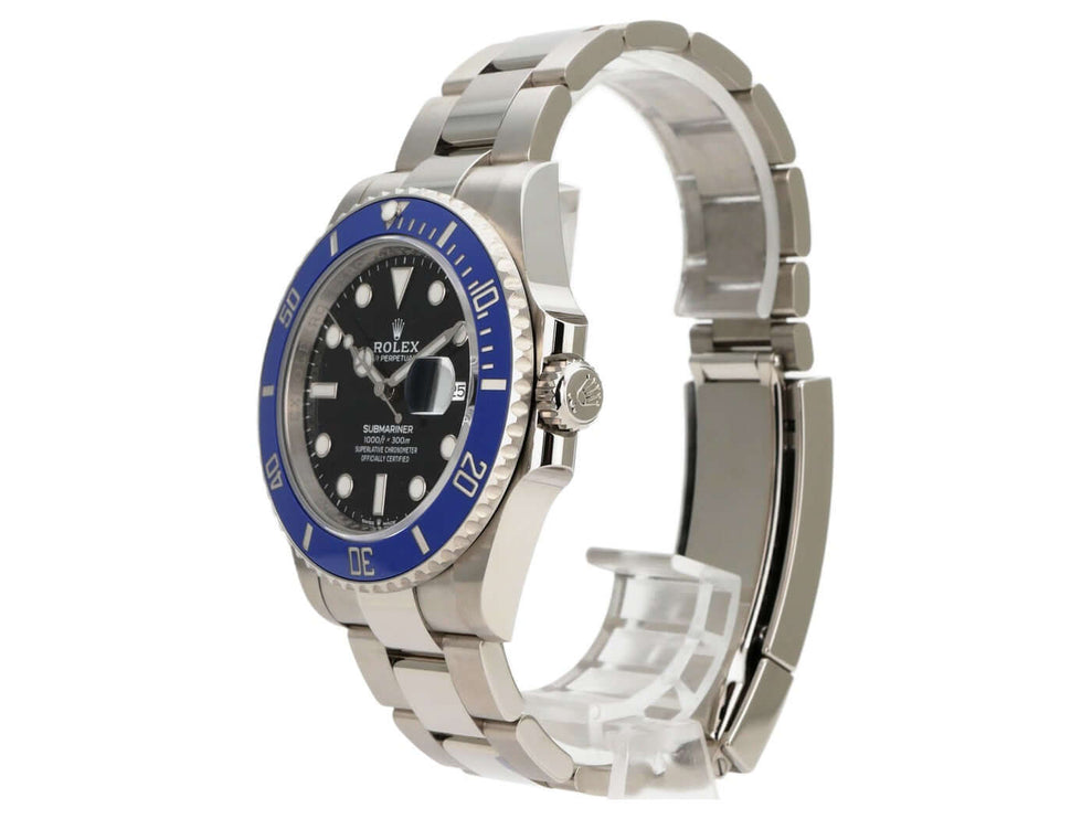 Rolex Submariner Date Weißgold 126619LB mit blauem Cerachrom-Lünettenring, schwarzem Zifferblatt und Oyster-Armband